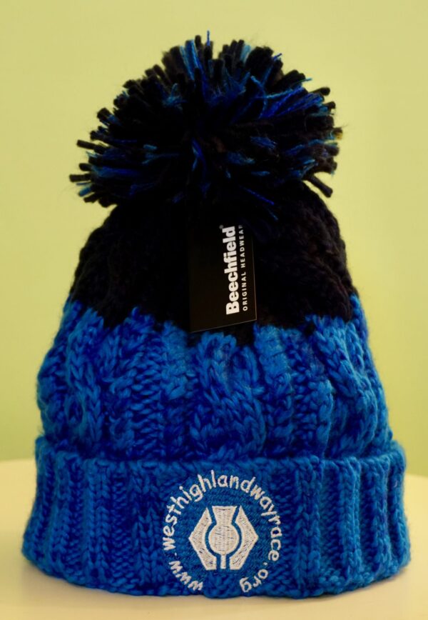 Multi Colour Adult West Highland Way Pom Pom Beanie BLUE/NAVY